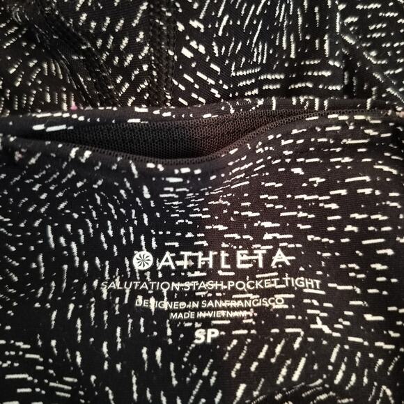 Athleta Salutation Stash Pocket Tight Black White Flecked - Picture 9 of 9